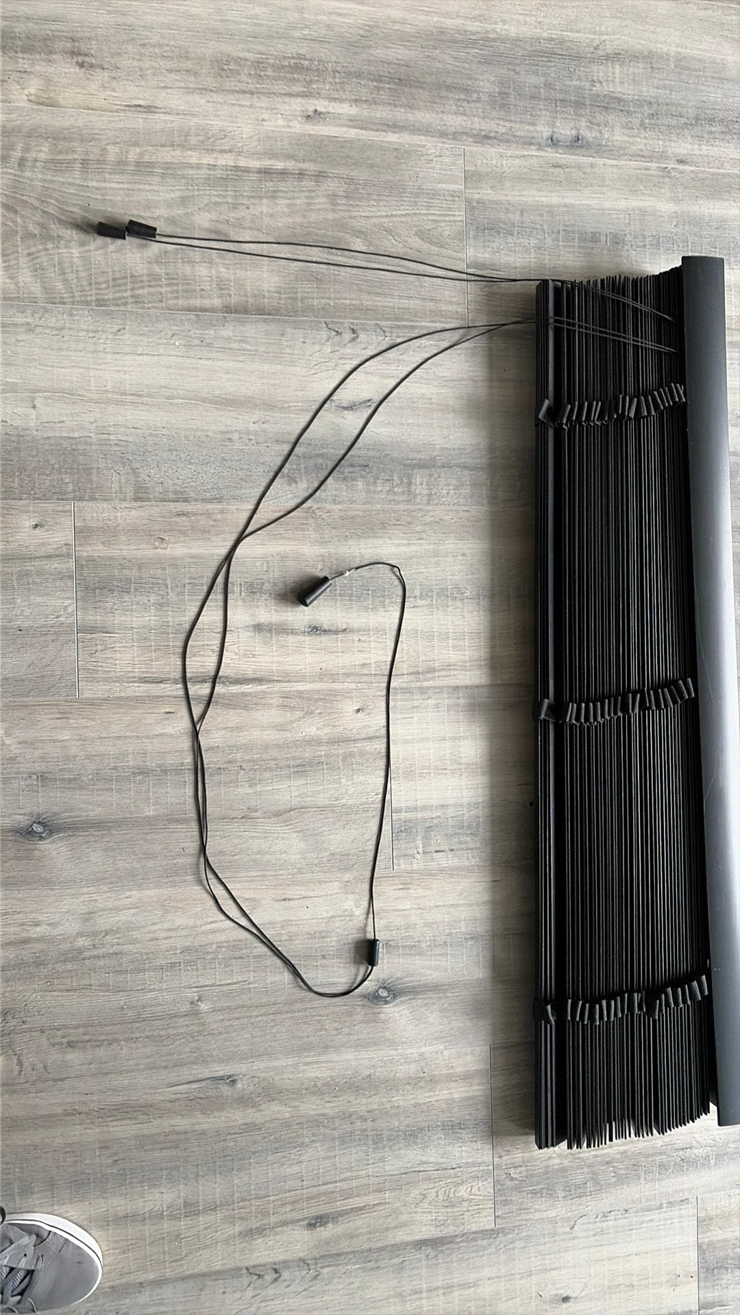 Zwarte jaloezieën 116 cm breed, Ophalen of Verzenden, Gebruikt, Zwart