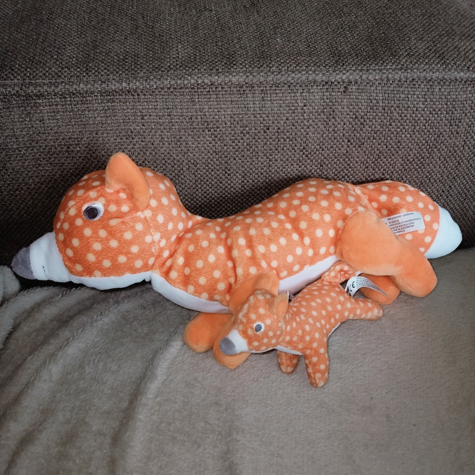 Hema oranje vos met stippen. Klein en groot., Oranje, Hema, Ophalen of Verzenden, Zo goed als nieuw