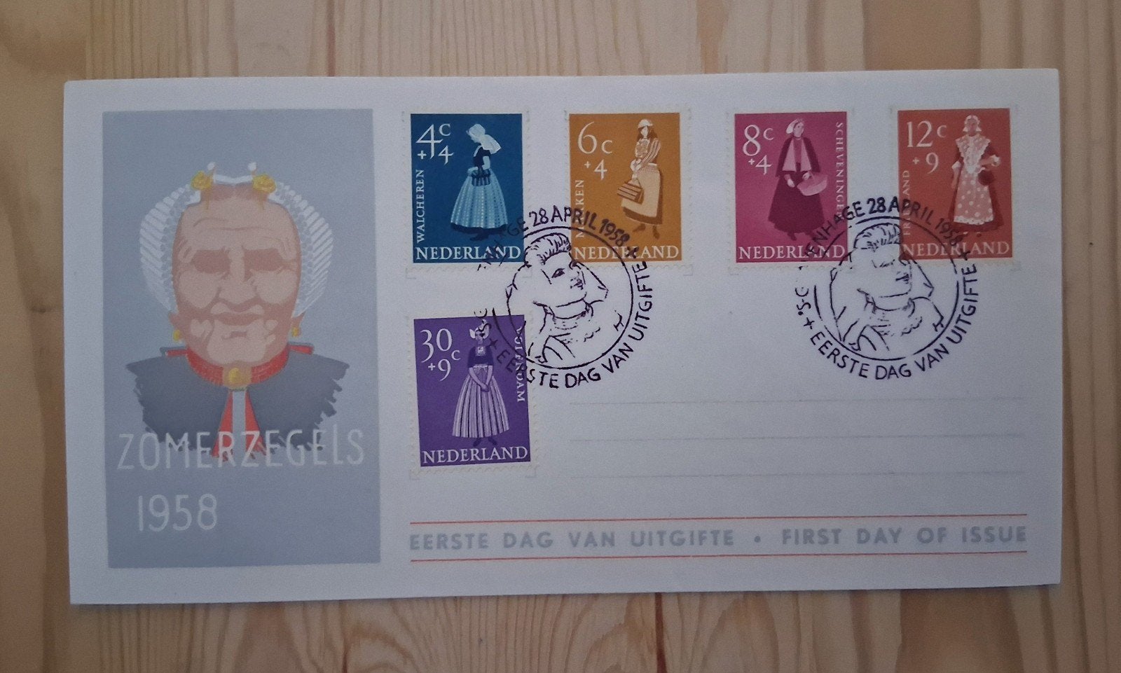 Zomerzegels 1958 Eerste Dag Van Uitgifte FDC open klep, Postzegels en Munten, Postzegels | Eerstedagenveloppen, Ophalen of Verzenden