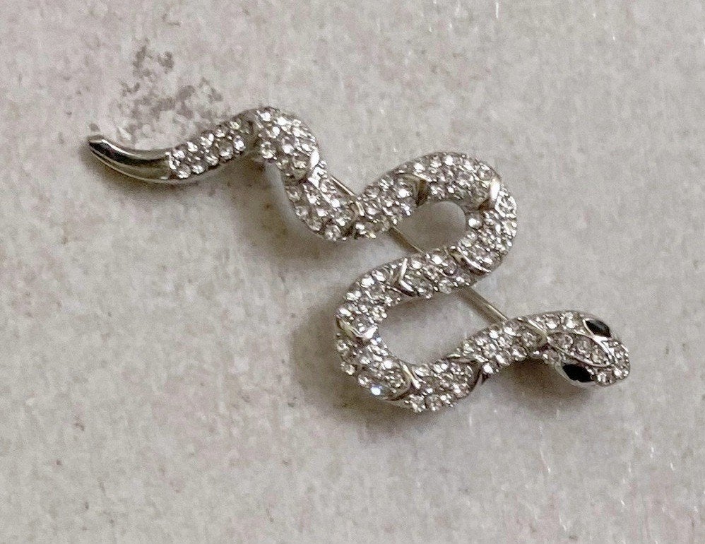 schitterende broche SLANG bezet met veel kristal strass, Sieraden, Tassen en Uiterlijk, Broches, Overige materialen, 4 tot 7 cm
