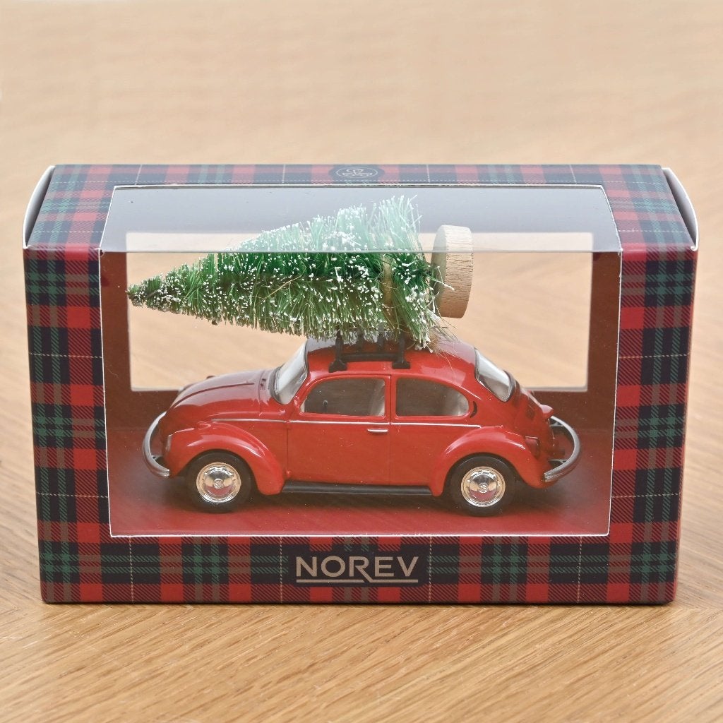 Norev 1:43 Volkswagen Beetle 1973 Christmas rood- Jet car, -, Nieuw, Norev, Ophalen of Verzenden