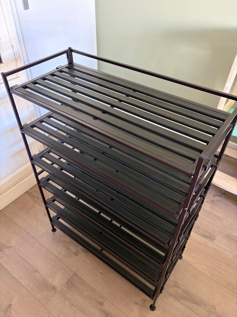 Bruine metalen en plastic schoenenrek organizer, Ophalen, Gebruikt