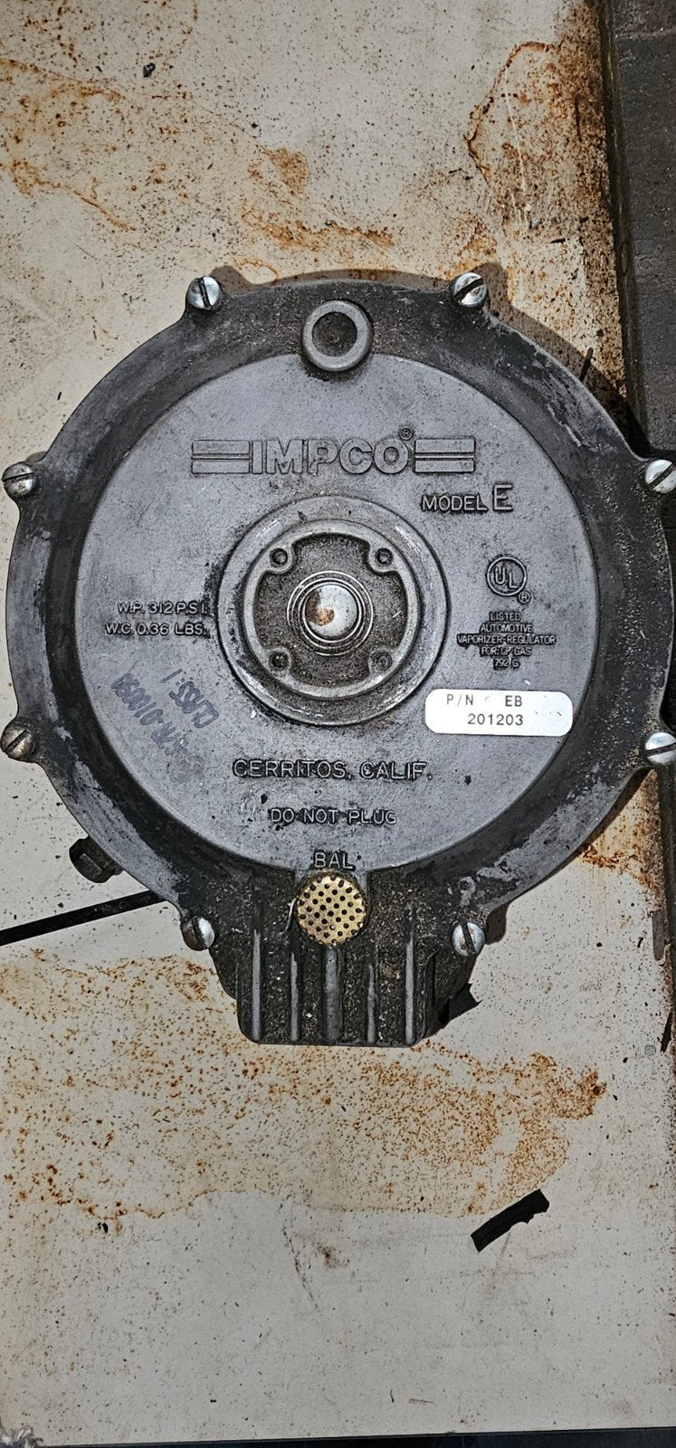 IMPCO Model E LPG/CNG Verdamper/Regelaar, Ophalen of Verzenden, Gebruikt, Universele onderdelen