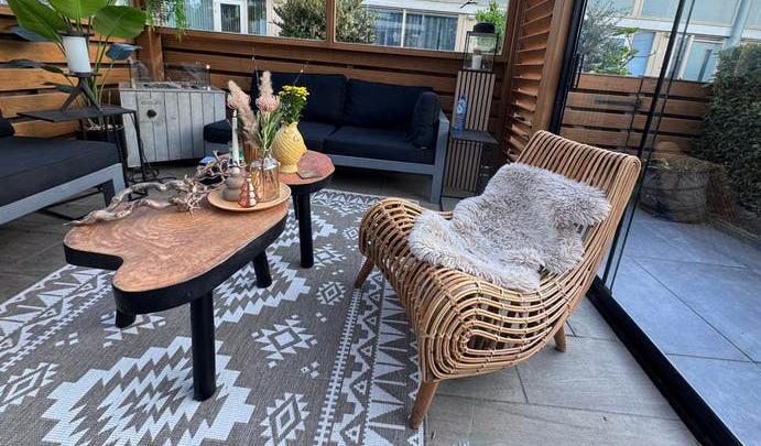 Stijlvolle Rotan Lounge Stoel - Binnen & Buiten, Ophalen of Verzenden, Zo goed als nieuw