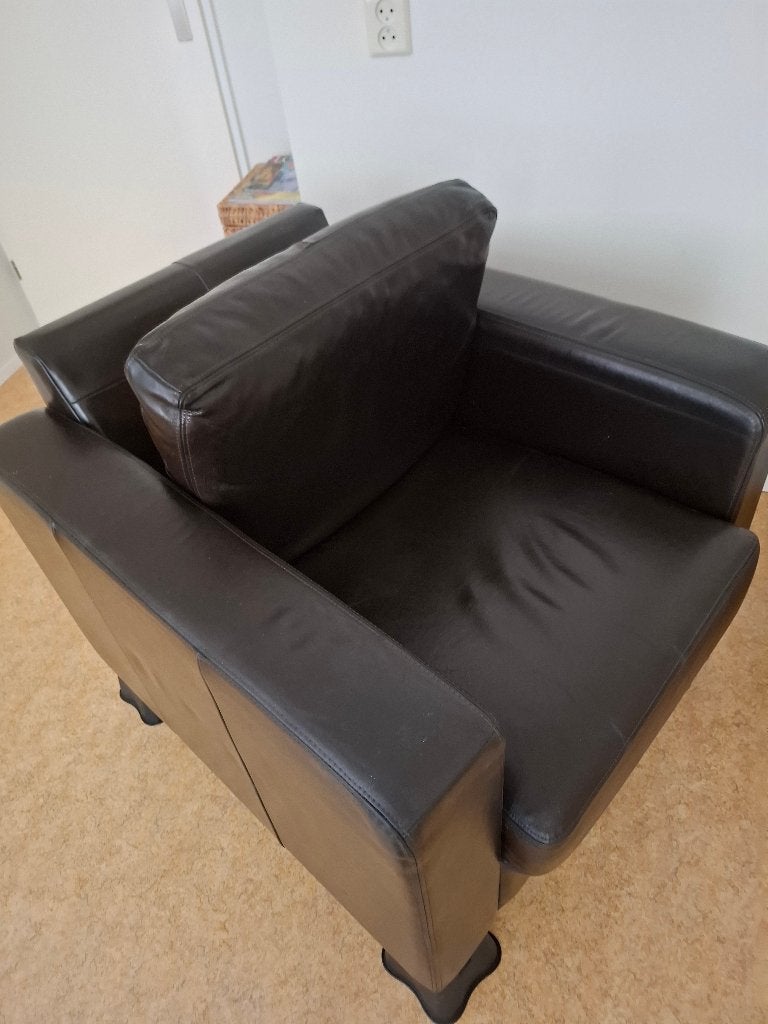 Fauteuil, Huis en Inrichting, Fauteuils, Ophalen, Zo goed als nieuw, 75 tot 100 cm, Leer