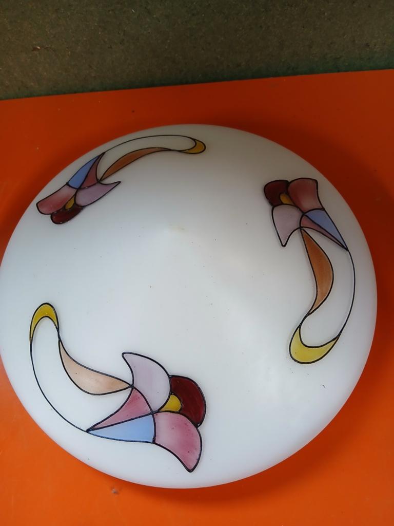 Vintage Plafondlamp met Glas-in-lood Stijl Decoratie, Huis en Inrichting, Lampen | Lampenkappen, Gebruikt, Minder dan 25 cm, Rond