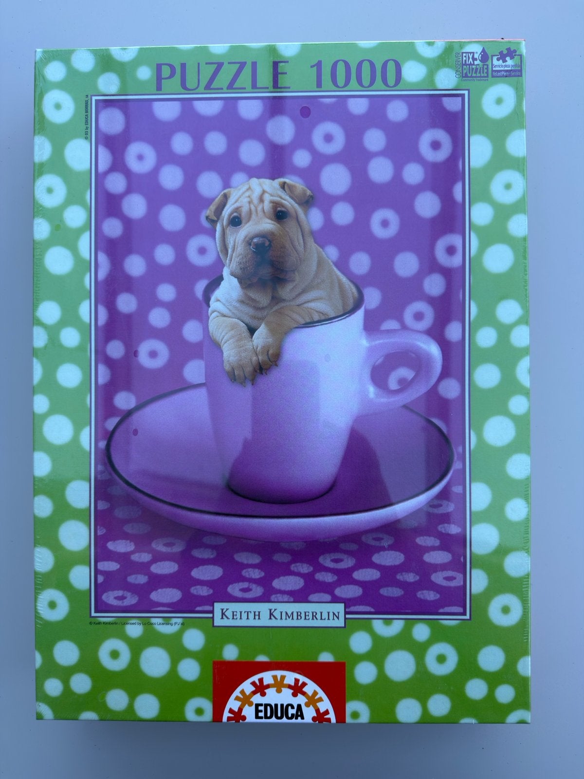 Puzzel 1000 stukjes - Sharpei puppy in kopje, Ophalen of Verzenden, 500 t/m 1500 stukjes, Nieuw, Legpuzzel