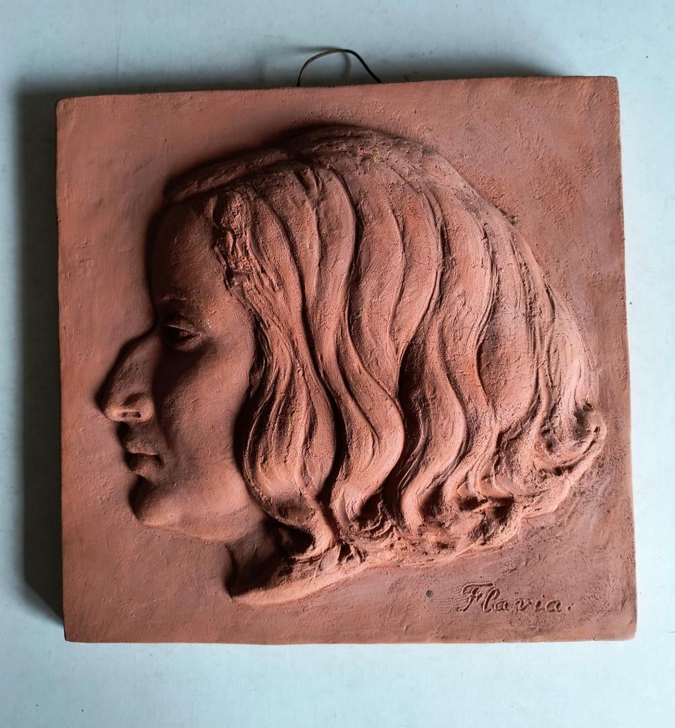Terracotta plastiekje vrouwen hoofd Nel Kluitman 1966 Flavia, Ophalen of Verzenden