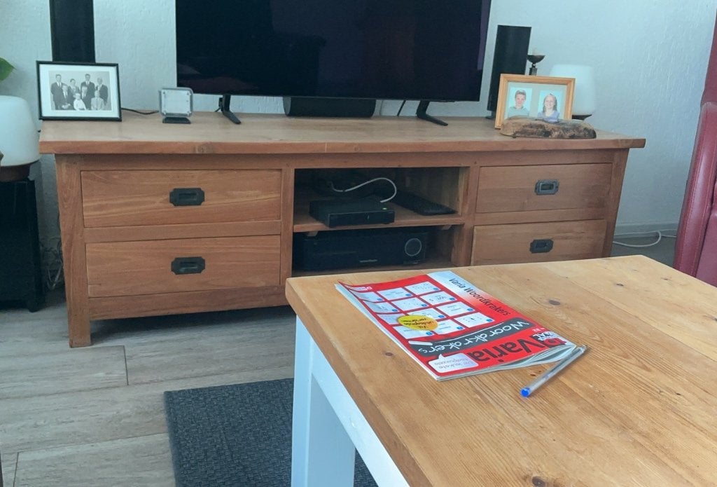 Wandkast met tv meubel, Ophalen, Overige materialen, Gebruikt, 200 cm of meer