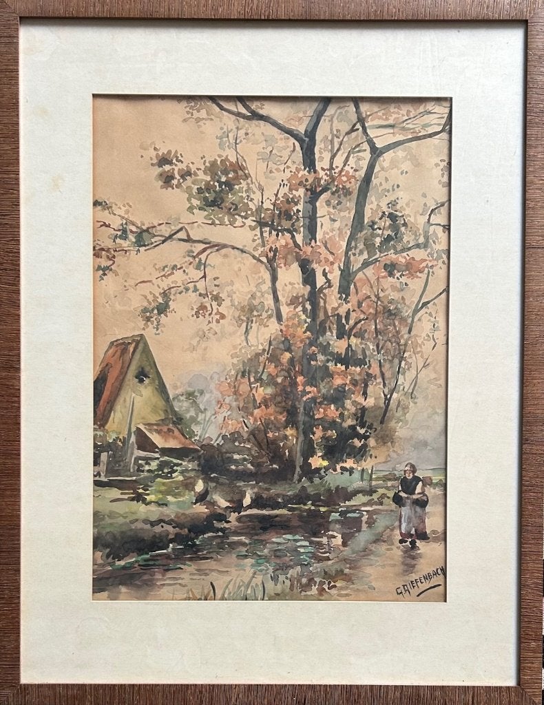 Gerrit Diefenbach - Landschap - Aquarel, Antiek en Kunst, Ophalen, Landschap, Papier, Origineel werk