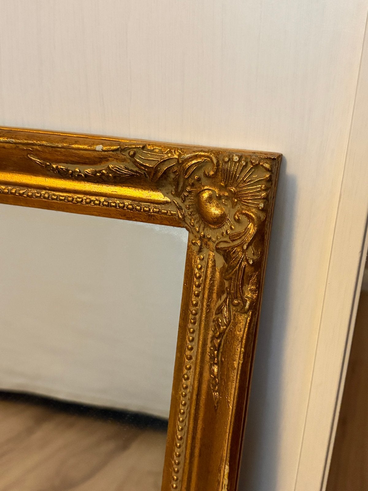 Vintage spiegel met gouden barok lijst - 57x47.5 cm, Huis en Inrichting, Ophalen, Gebruikt, Minder dan 100 cm, Rechthoekig