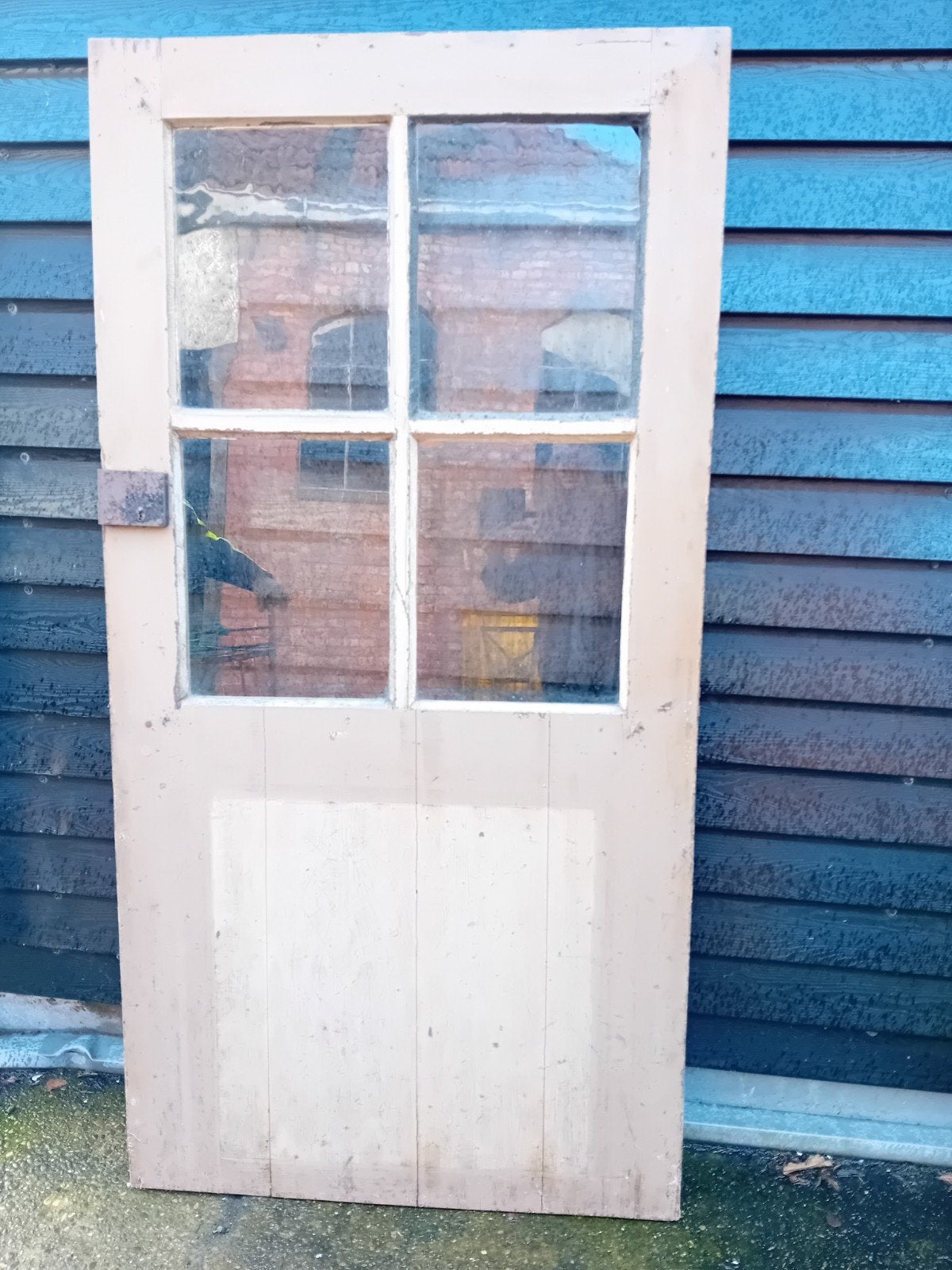 Oude paneeldeur met glas en sleutel, Doe-het-zelf en Verbouw, Deuren en Horren, Ophalen, Gebruikt, 80 tot 100 cm, Binnendeur