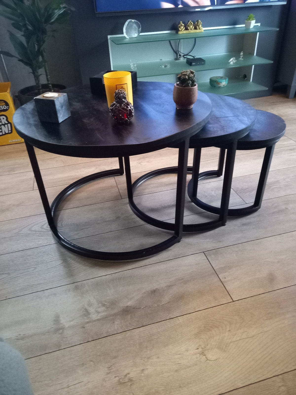 Set van 3 zwarte ronde salontafels, Huis en Inrichting, Tafels | Salontafels, Ophalen