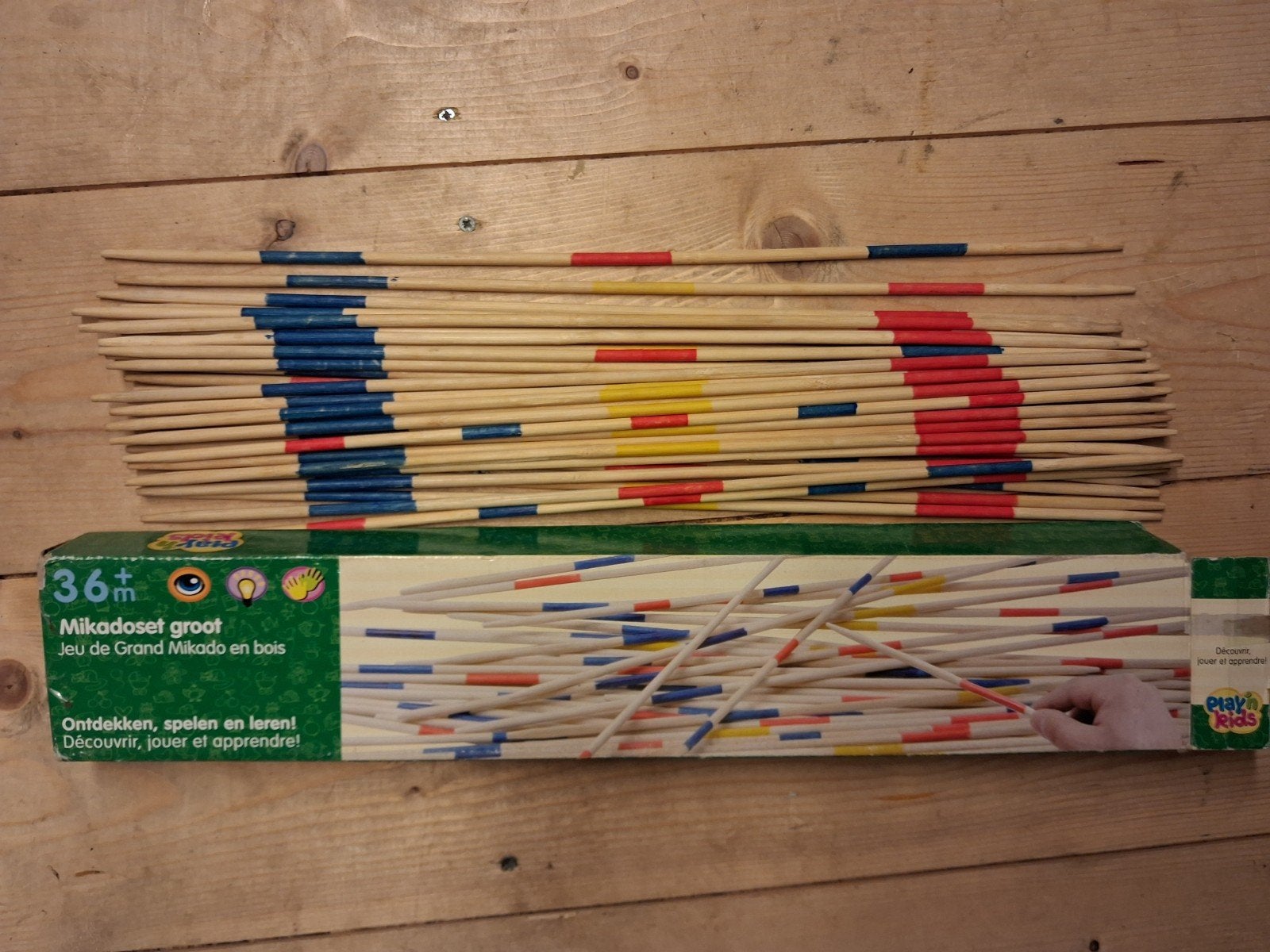 Mikadoset groot - Houten mikado spel, Een of twee spelers, Ophalen of Verzenden, Gebruikt, Uk's Kids