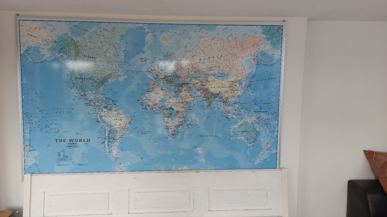 Enorme decoratieve en educatieve wereldkaart 200x123 cm, Ophalen, Zo goed als nieuw, Wereld, Landkaart