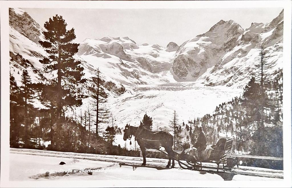 Berninastrasse, Morteratschgletscher Zwitserland 1939, Ophalen of Verzenden, 1920 tot 1940, Gelopen, Overig Europa