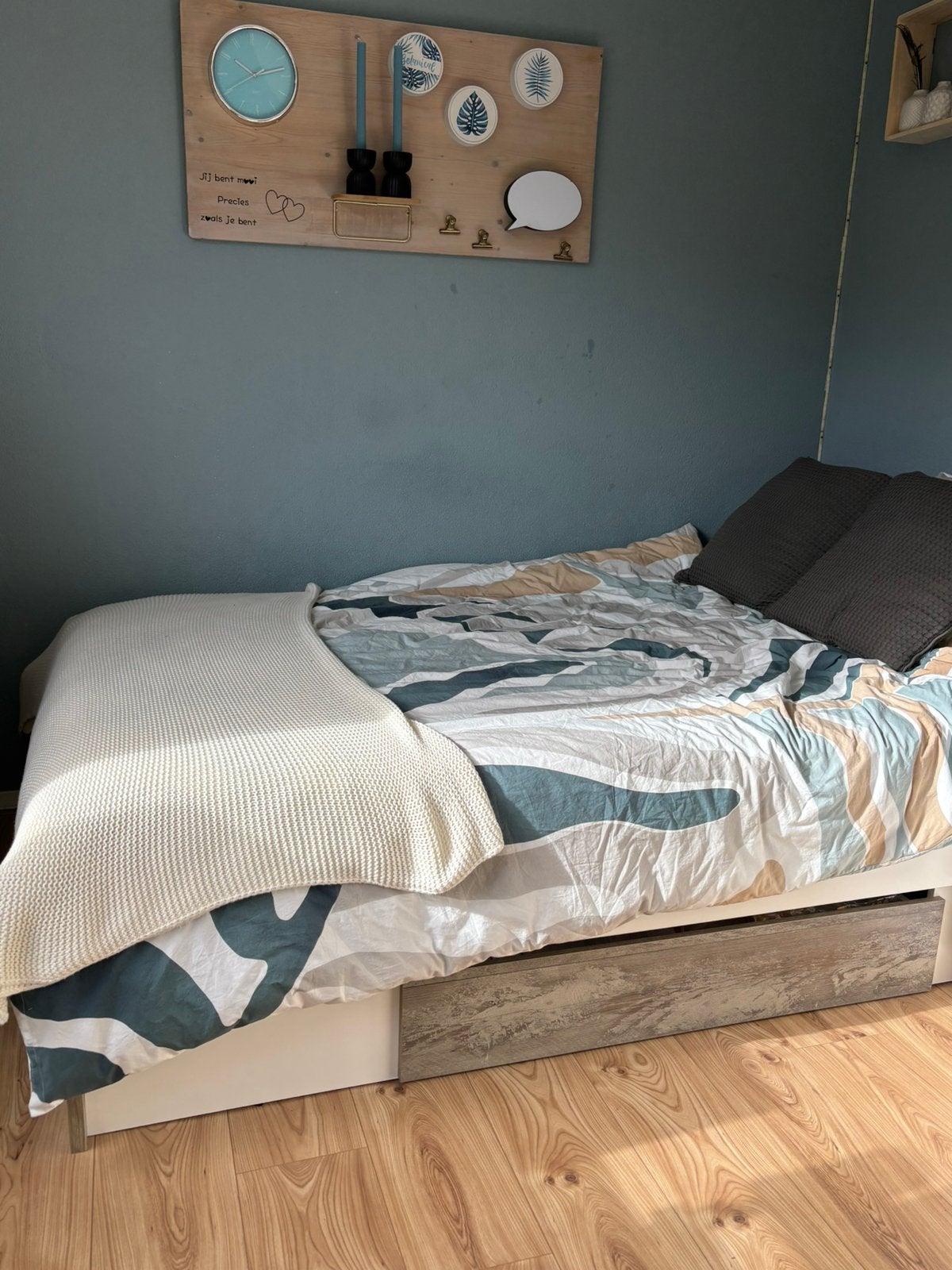 Twijfelaar bed, Ophalen, Wit, Zo goed als nieuw, Twijfelaar