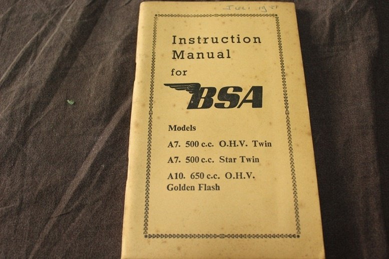 BSA A7 A10 1951 500cc 650cc motorcycle instruction manual, Motoren, Ophalen of Verzenden, Overige merken
