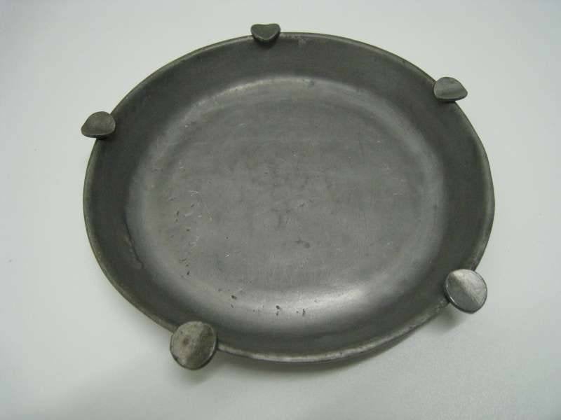 Asbak in tin, 552 gr, diameter 20,5cm x H 3 cm, Ophalen of Verzenden