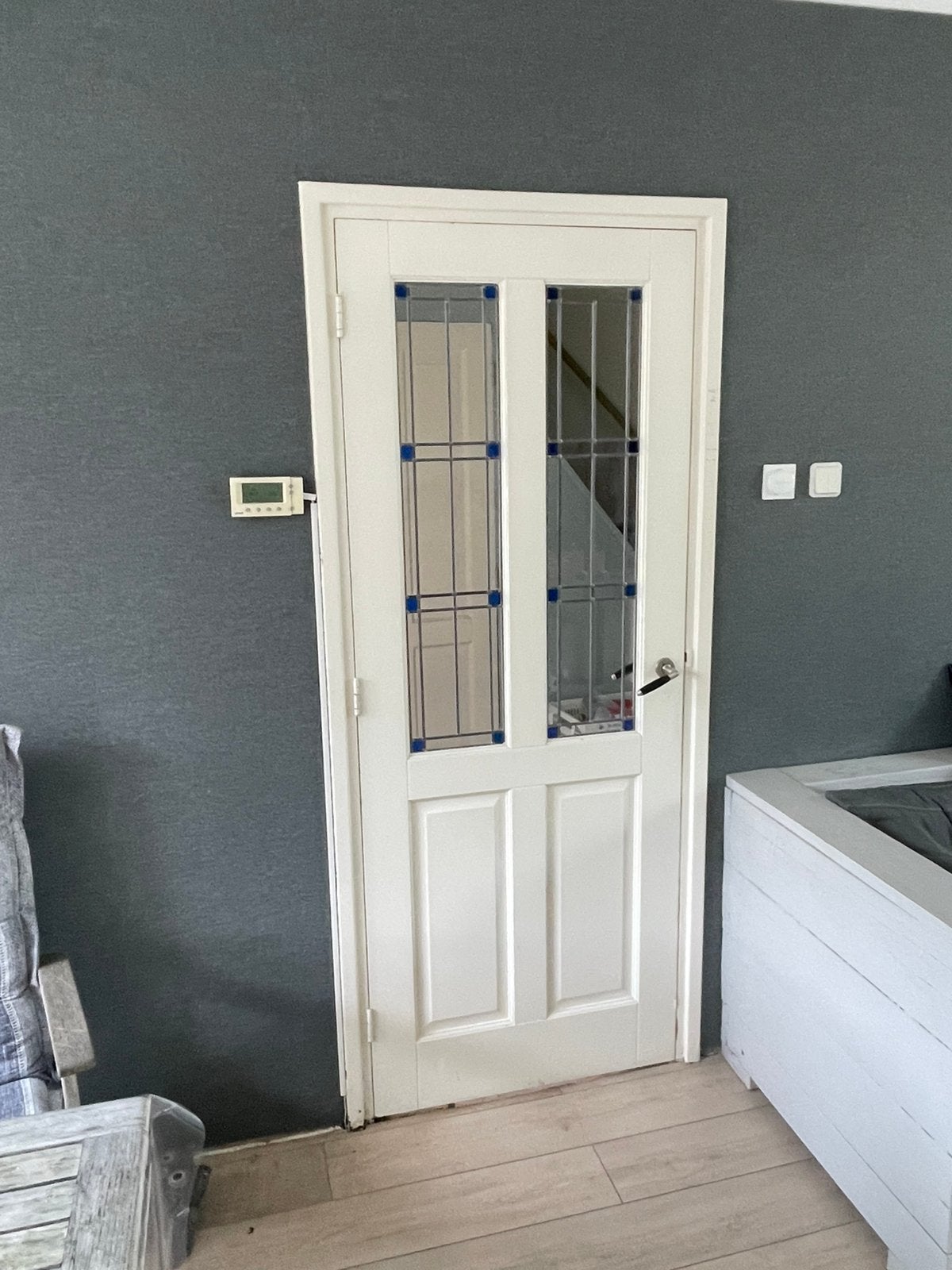 Glas in lood stompe binnendeur, Ophalen, Minder dan 80 cm, Binnendeur, 200 tot 215 cm