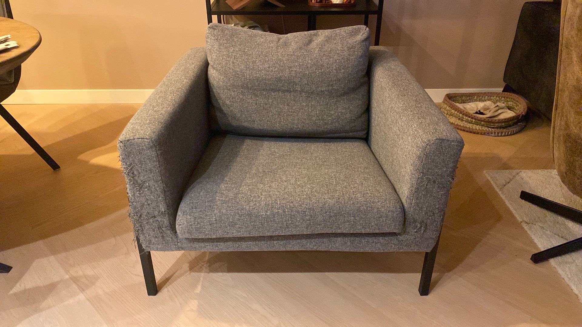 Ikea fauteuil grijze stof, Huis en Inrichting, Ophalen, Gebruikt