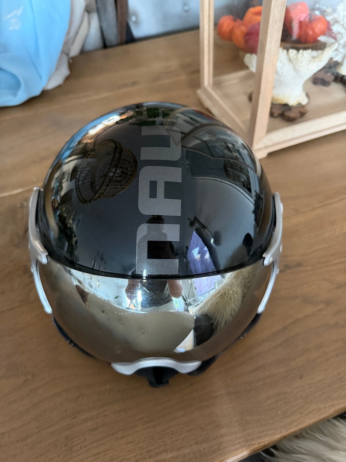 Nau Helmets Jethelm Zwart met Zilver Vizier - Maat M, M, Jethelm, Dames, Tweedehands