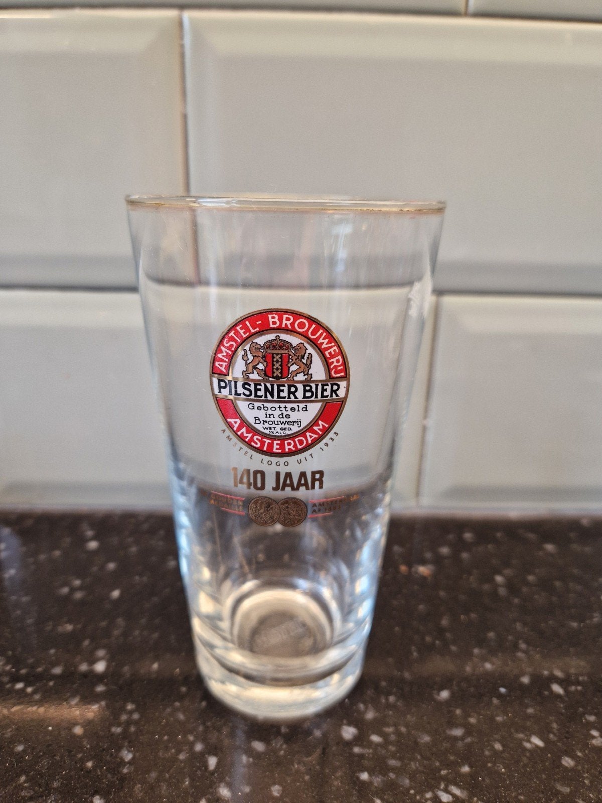 Amstel 140 jaar bierglas, Ophalen of Verzenden, Zo goed als nieuw
