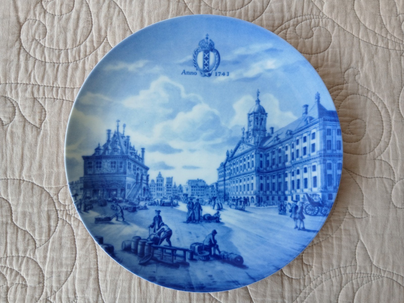 Wandbord Amsterdam De Dam afbeelding Anno 1743, Ophalen of Verzenden