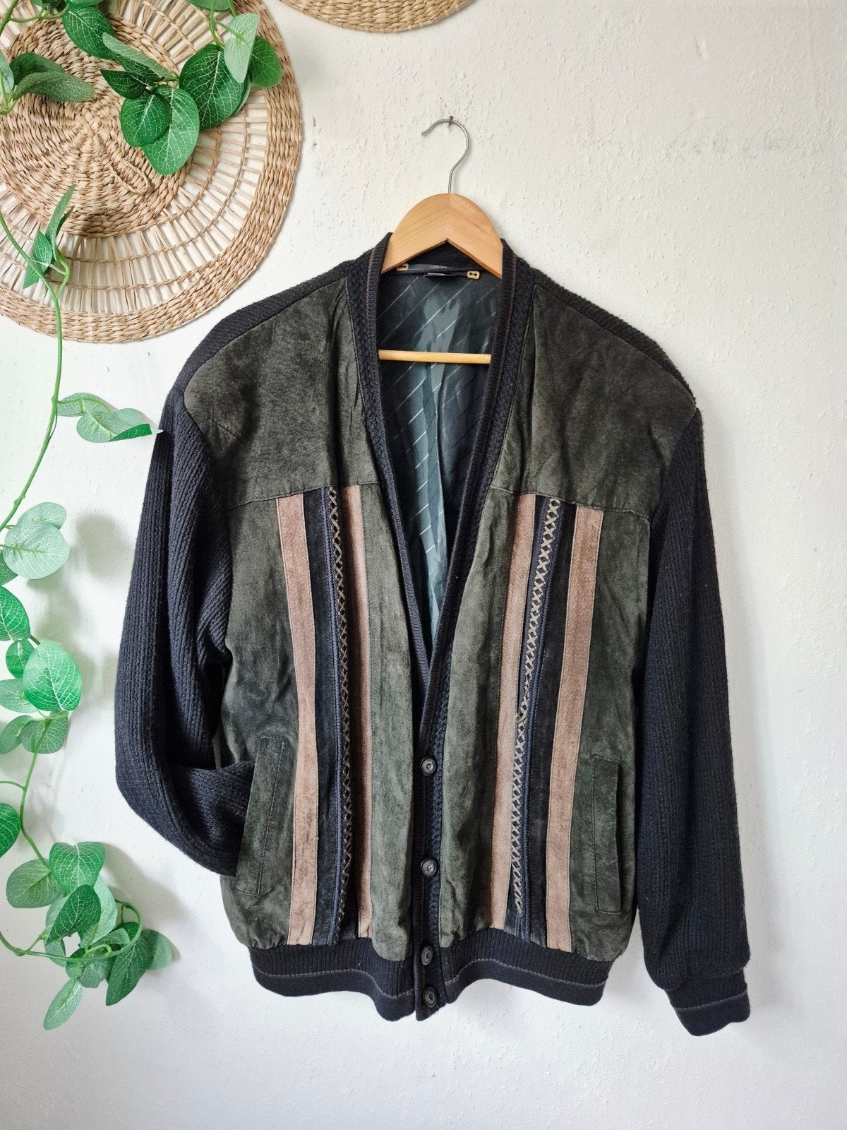 Vintage ZGAN suede/wollen herenvest/jack L, Verzenden, Zo goed als nieuw, Maat 52/54 (L), Vintage
