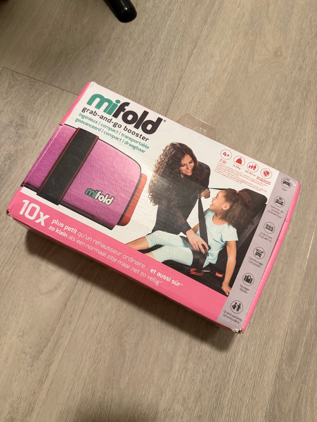 Mifold Grab-and-Go Booster Zitverhoger Roze, Overige merken, Autogordel, 15 t/m 36 kg, Nieuw