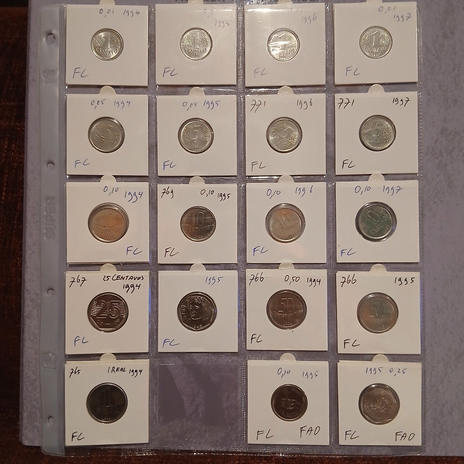 Brazilië 1994, 1995, 1996, 1997 komplete 1e serie Real UNC, Ophalen of Verzenden, Zuid-Amerika