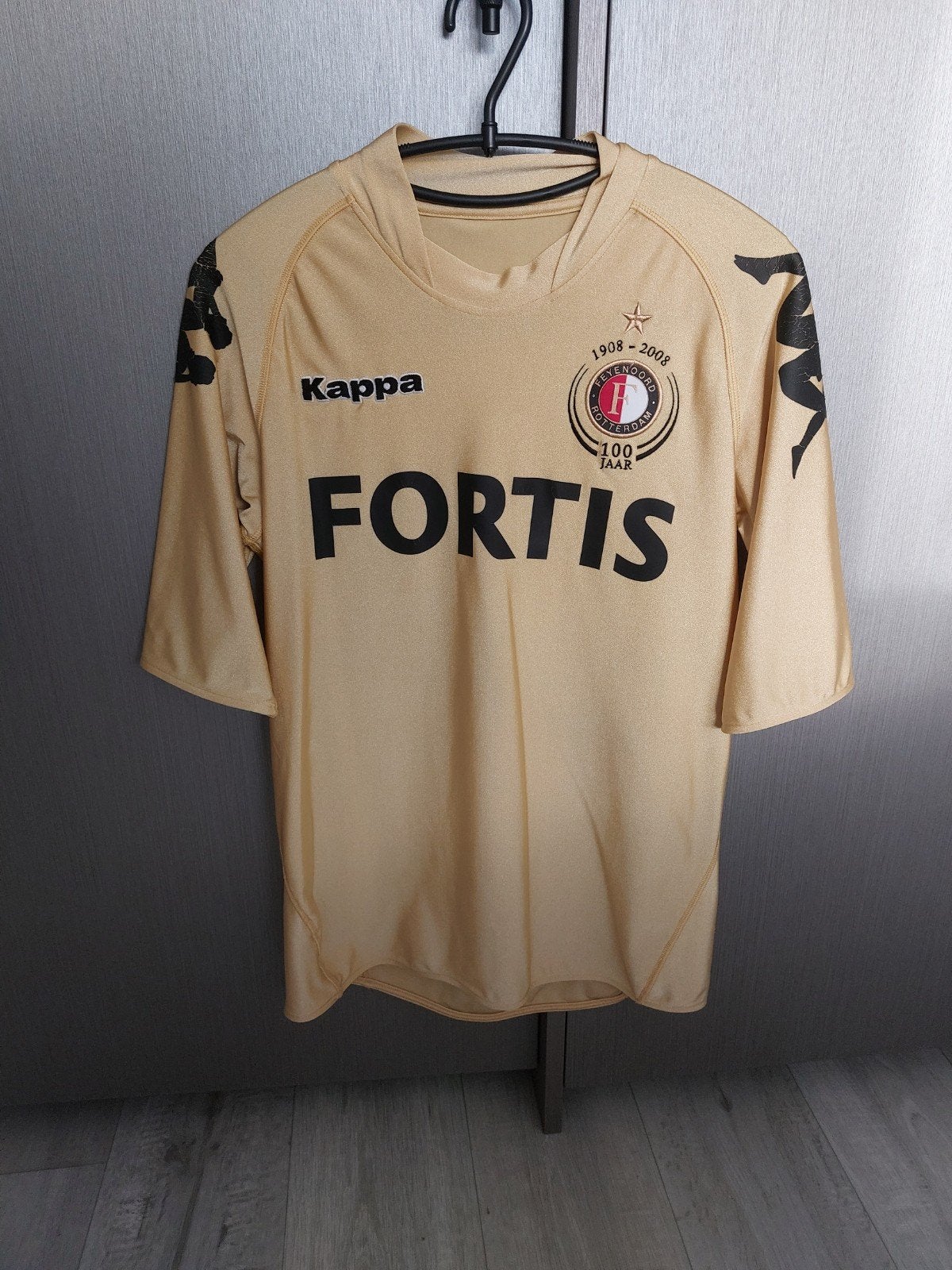 Kappa Feyenoord T-shirt 2008 - Maat 176/S, Kappa, Ophalen of Verzenden, Gedragen, Goud