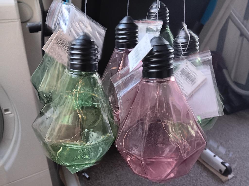 4 gekleurde glazen LED-tuinlampen op batterij met drukknopje, Ophalen, Nieuw