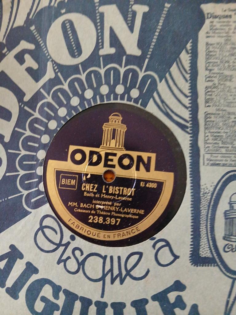 Antieke Franse bakeliet / 78 toeren plaat – ODEON – Chez L’B, Antiek en Kunst, Ophalen of Verzenden