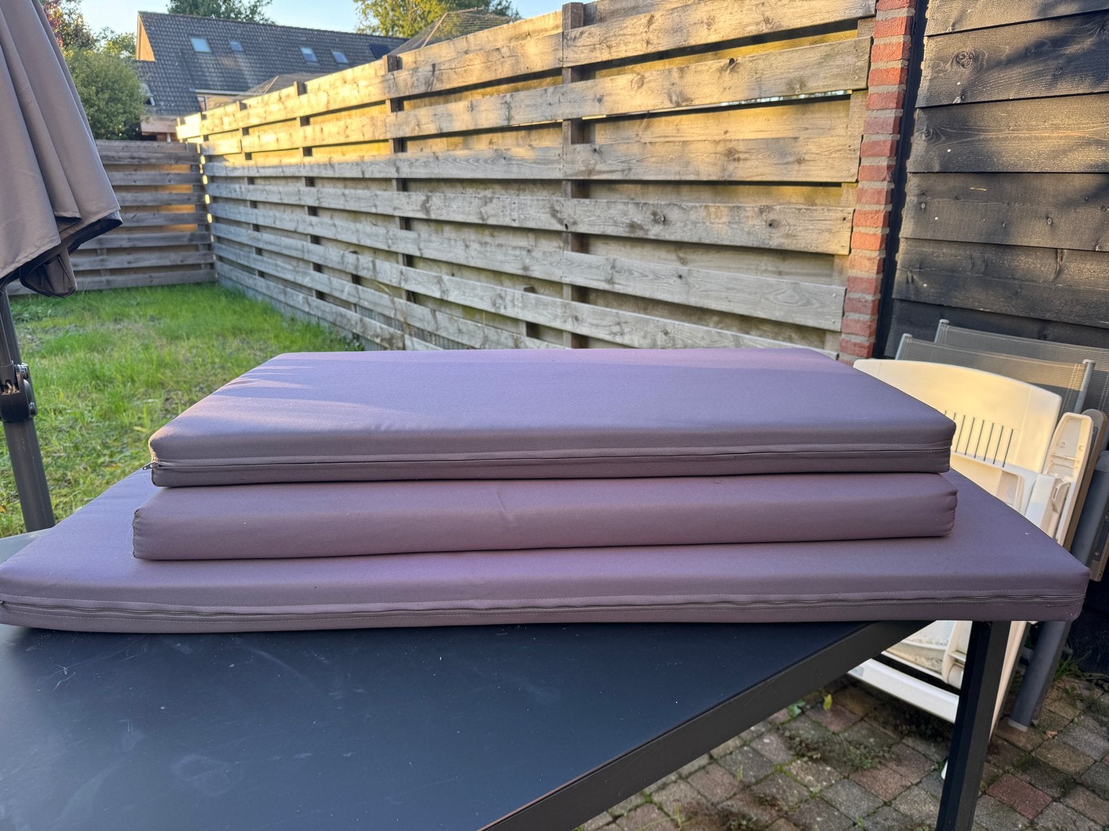Tuinkussens set - 3 stuks, paars/bruin, Tuin en Terras, Ophalen, Gebruikt