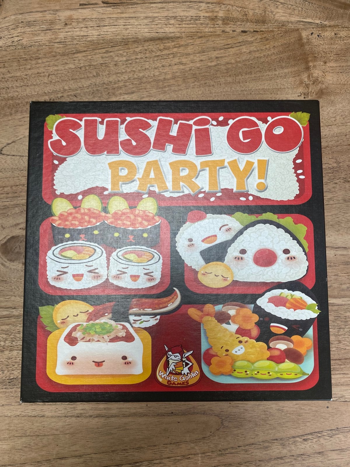 White Goblin games Sushi Go Party!, zgan, Hobby en Vrije tijd, Gezelschapsspellen | Kaartspellen, Ophalen of Verzenden, Zo goed als nieuw