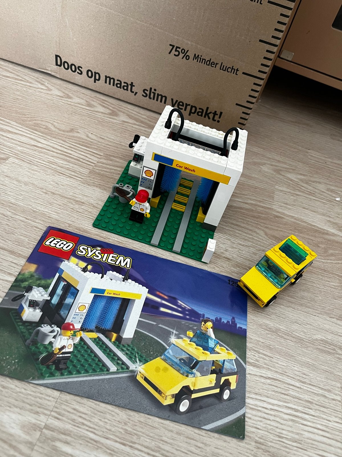 Lego System Shell Car Wash met auto en minifiguur, Lego, Ophalen of Verzenden, Compleet, Complete set