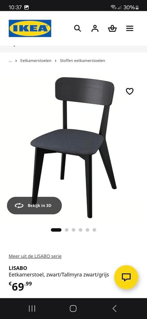 Twee IKEA LISABO Stoelen (2x) - top conditie, Ophalen, Twee, Zwart, Zo goed als nieuw