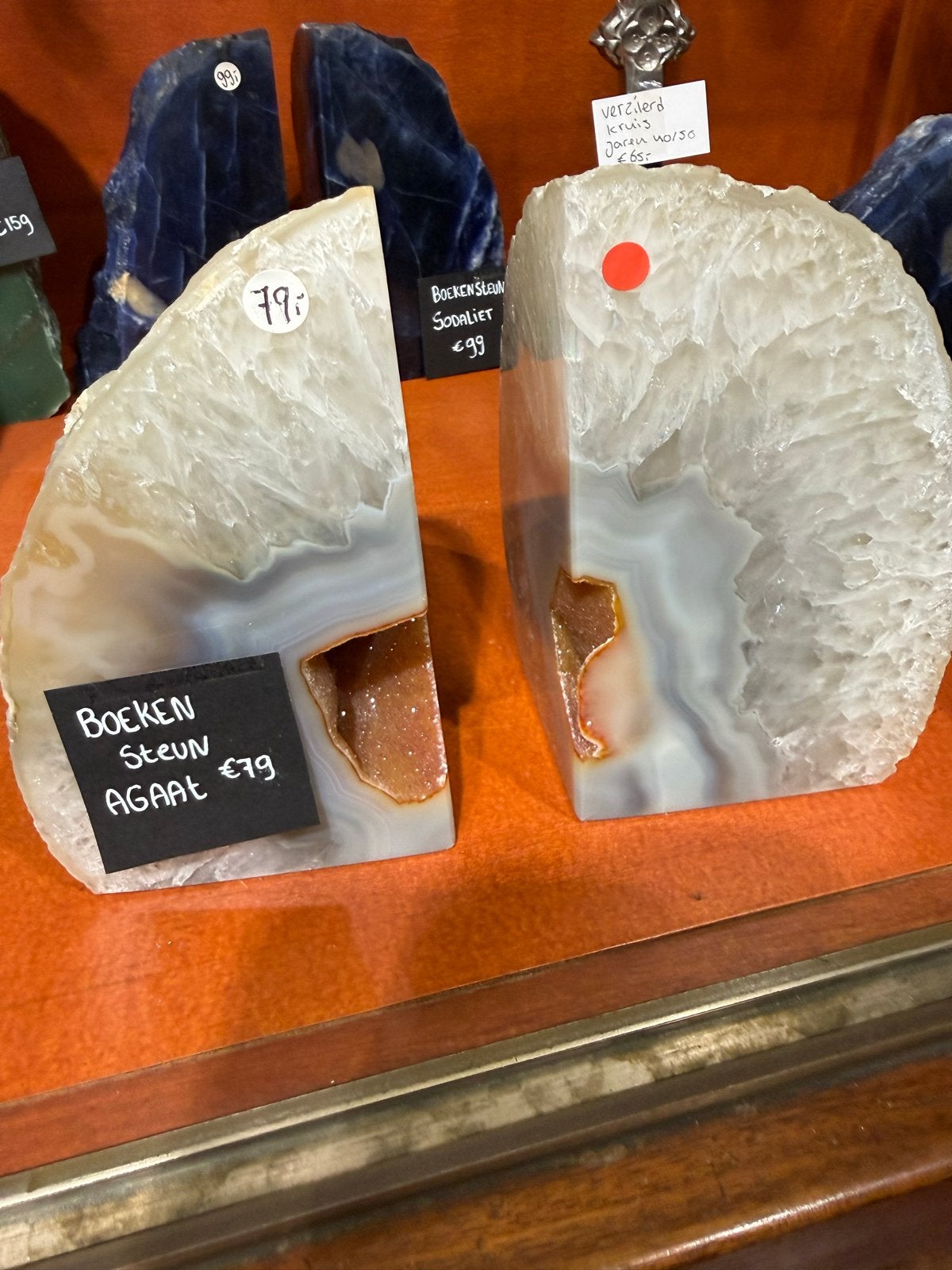 Agaat Boekensteunen - Natuurlijke Geode Decoratie, Verzamelen, Ophalen, Mineraal