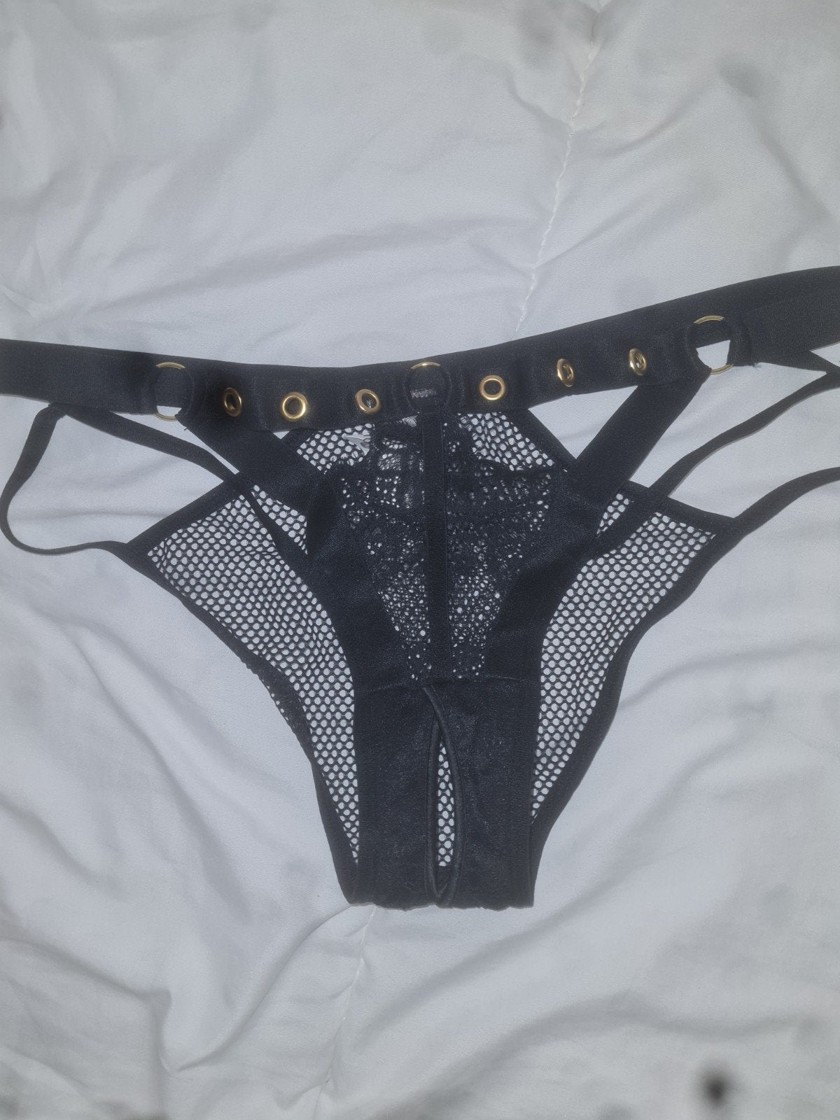 open kruis slipjes, Verzenden, Zwart, String