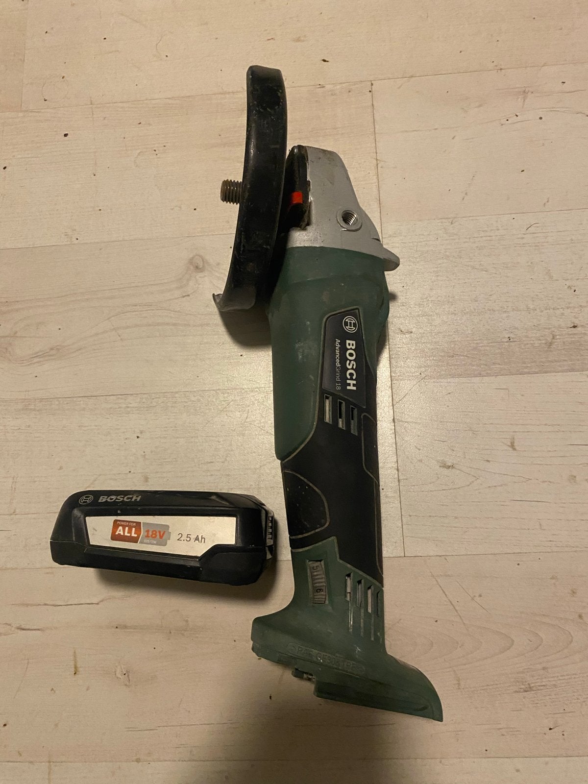 Bosch AdvancedGrind 18V Accu Haakse Slijper, Ophalen of Verzenden, Gebruikt, Minder dan 700 watt, Haakse handslijpmachine