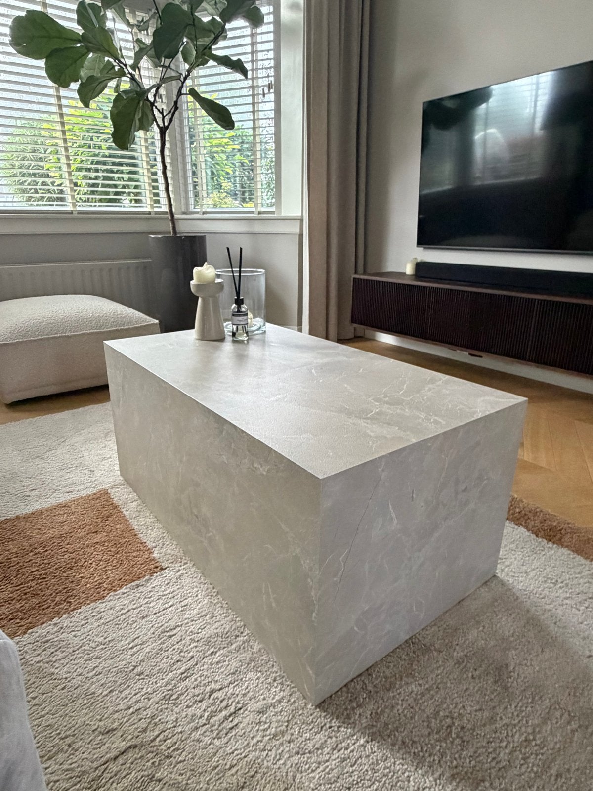 Salontafel marmerlook - Westwing, Overige materialen, 100 tot 150 cm, Zo goed als nieuw, 50 tot 100 cm