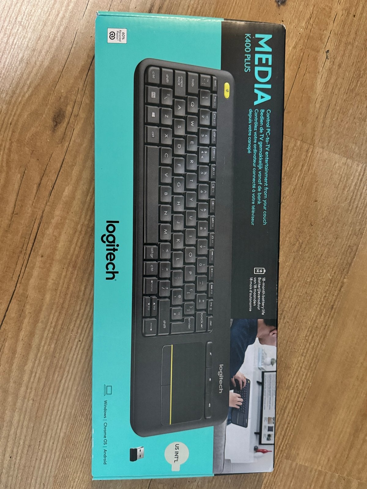 Logitech K400 Plus Draadloos Toetsenbord met Touchpad, Computers en Software, Toetsenborden, Ophalen, Draadloze ontvanger, Nieuw