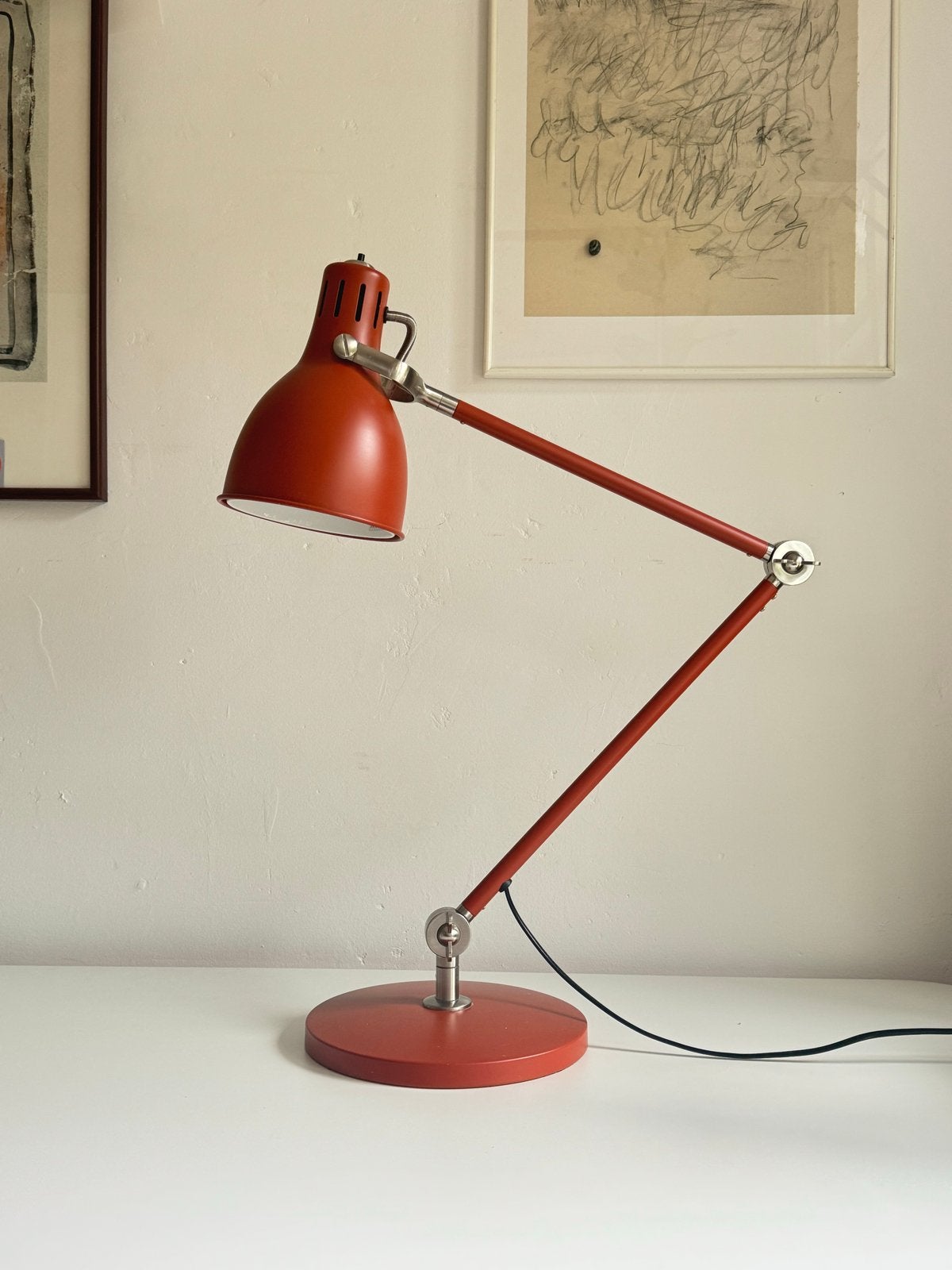 Terracotta rode Bureaulamp - Verstelbaar Design, Ophalen, Bureaulamp, Gebruikt, Vintage