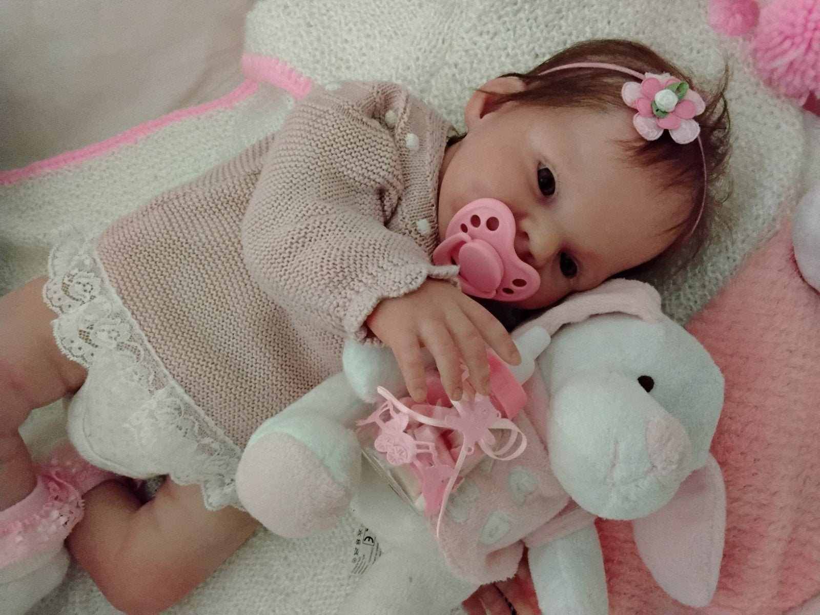 Reborn baby meisjespop Ellie., Ophalen of Verzenden, Zo goed als nieuw, Babypop, Levensecht of Reborn