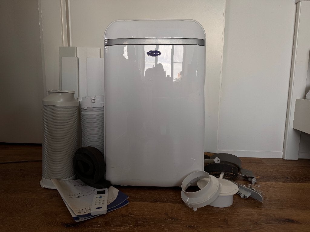 Mobiele airco Carrier 3,5 kW – koelen én verwarmen, Ophalen, Koelen en Ontvochtigen, Minder dan 60 m³, Timer