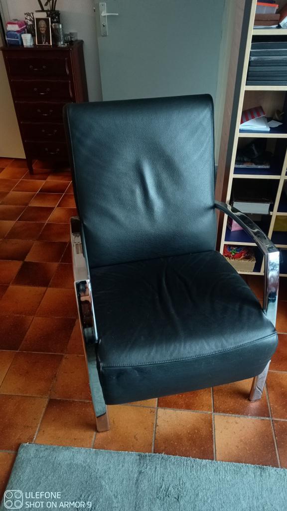 Lederen Montel Fauteuil, Ophalen, 75 tot 100 cm, Zo goed als nieuw, 50 tot 75 cm