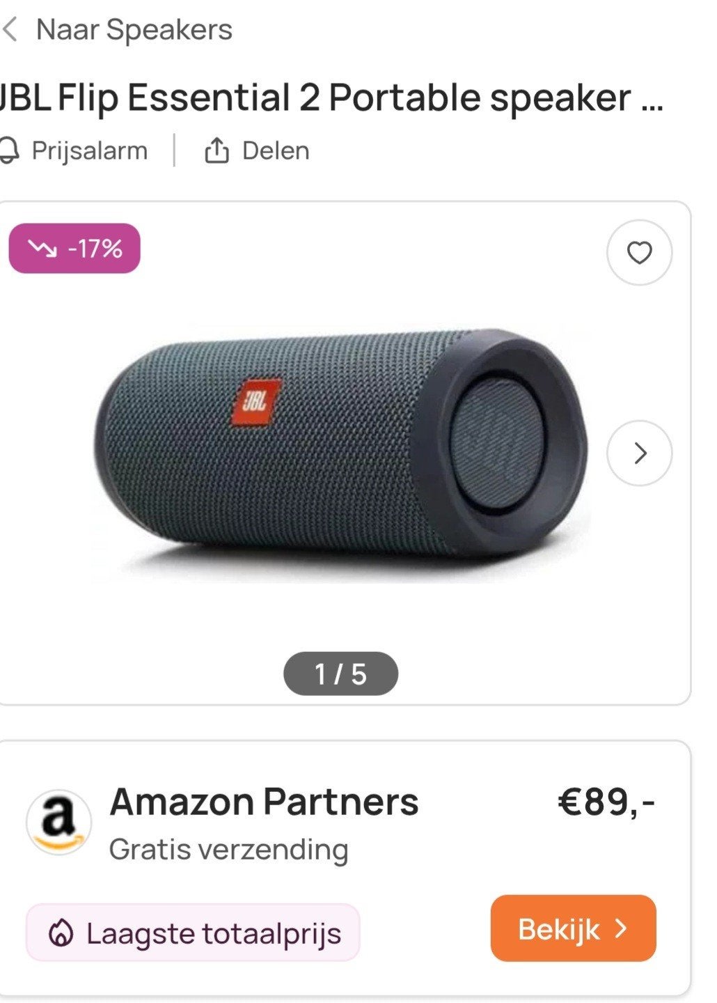 Speaker  Flip JBL zwart, JBL, Bluetooth, Ophalen of Verzenden, Zo goed als nieuw