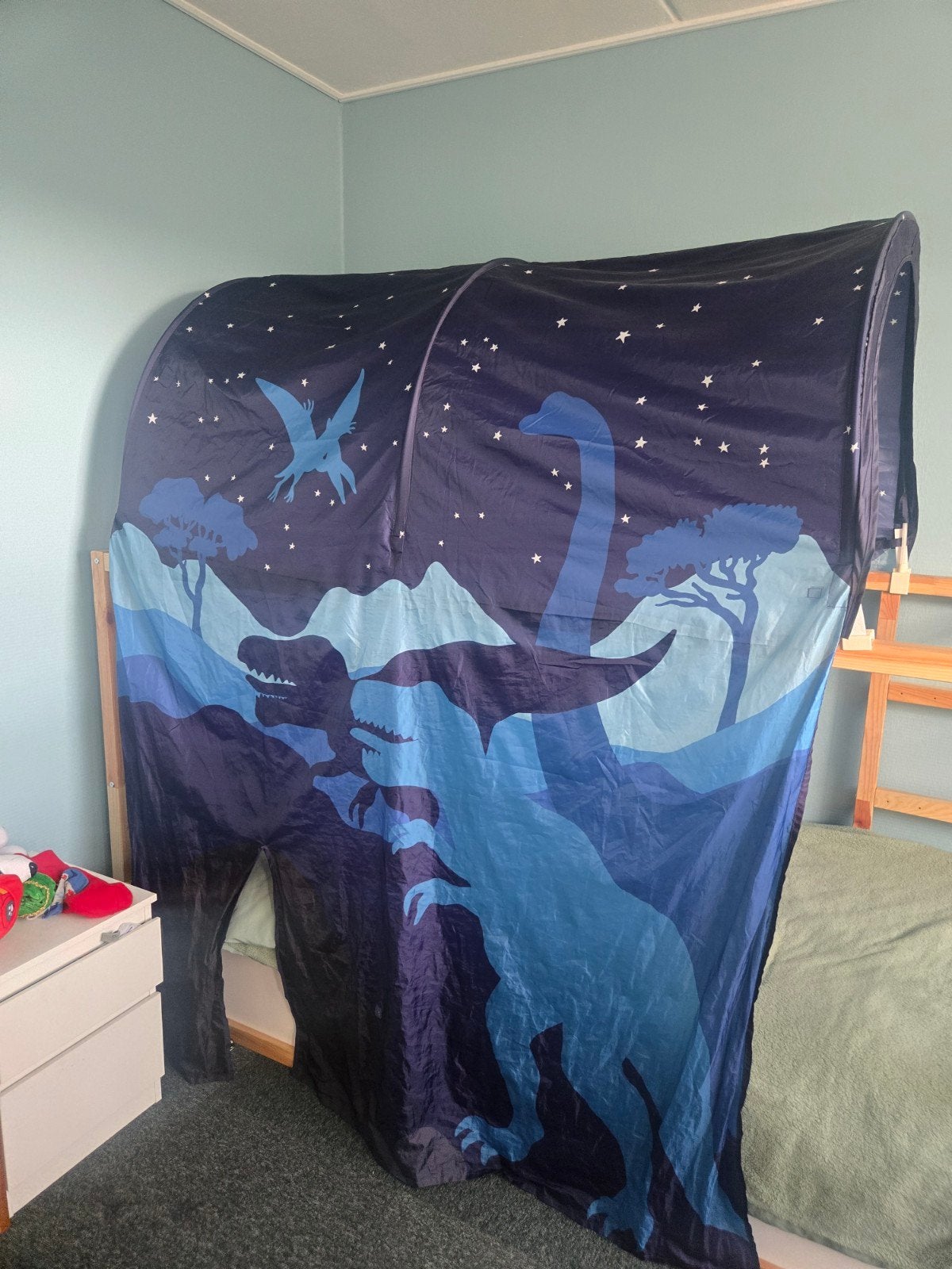 Twee Dinosaurus bedtent voor kinderbed, Ophalen of Verzenden, Gebruikt, 180 cm of meer, 70 tot 85 cm