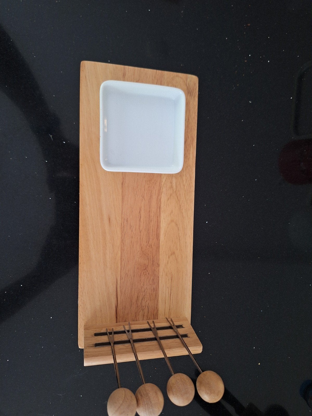 Snij-/serveerplank met schaaltje en prikkers - Nieuw!, Ophalen, Hout, Snij-/serveerplank, Nieuw